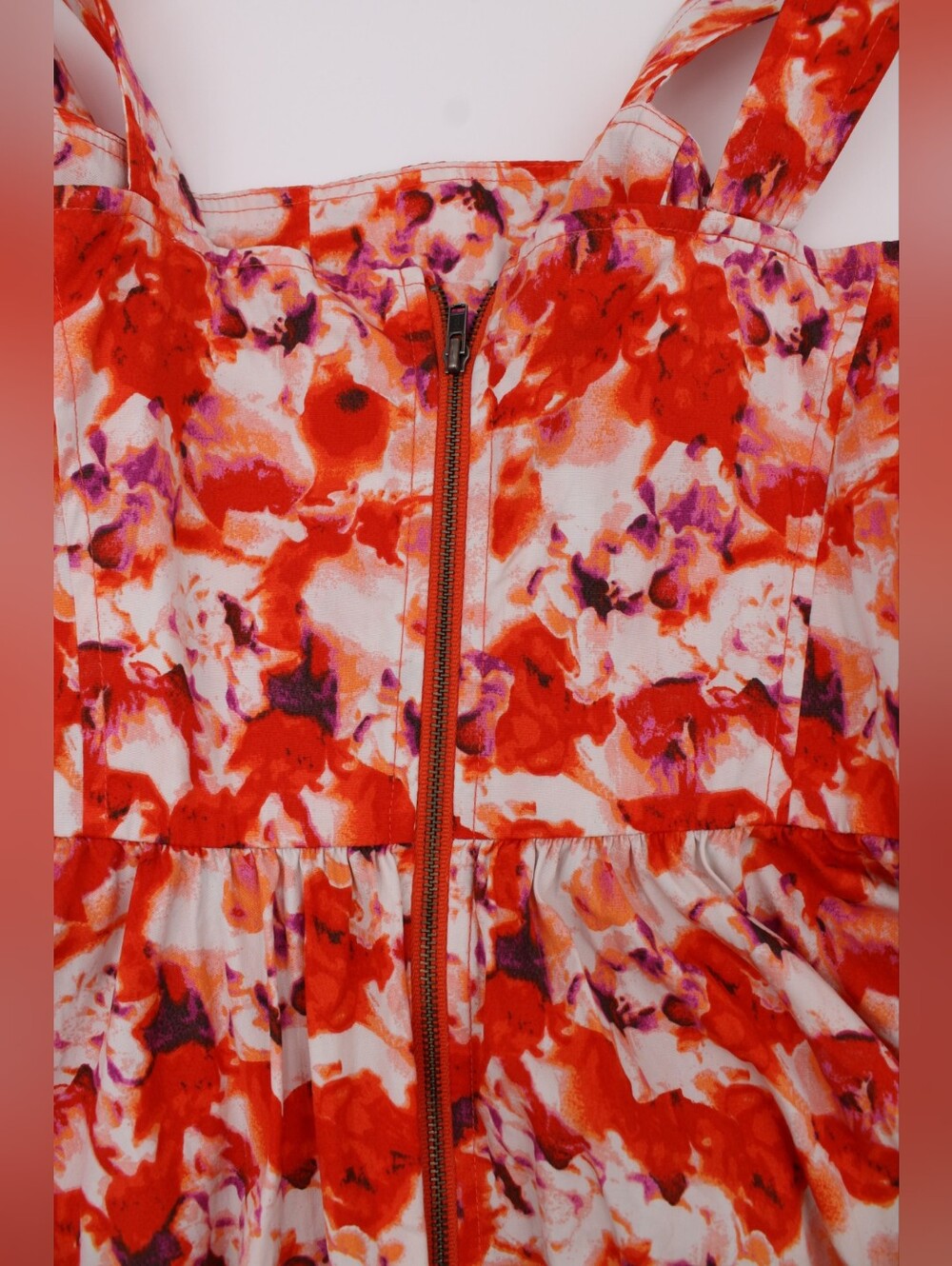 Chelsea28 Floral Fit & Flare Dress Red Coral Pink Purple Size M - Picture 6 of 8